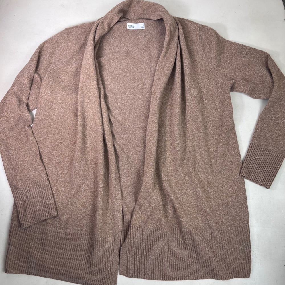 Croft & Barrow Womens Cardigan Sweater Small S Open Front Knit Tan Beige‎